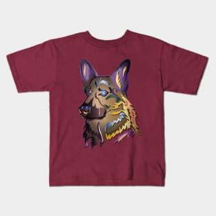 Colorful German Shepherd Dog Kids T-Shirt